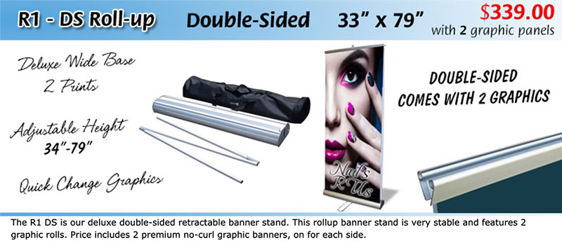 R1 - DS Roll-up. Double-sided retractable banner stand